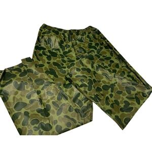 Mens M Vintage Frog Skin Duck Camo Rubber Vinyl Waterproof Rain Pants  Hunting